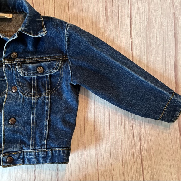 Vtg Pitchriders Dark Wash Jean Jacket Snap Buttons Child 5 6 Western Cowboy - Picture 15 of 16